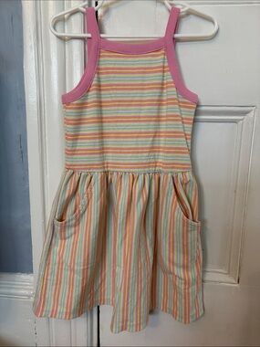 Cat & Jack Pastel Rainbow Stripe Dress with Pink Trim size 4/5